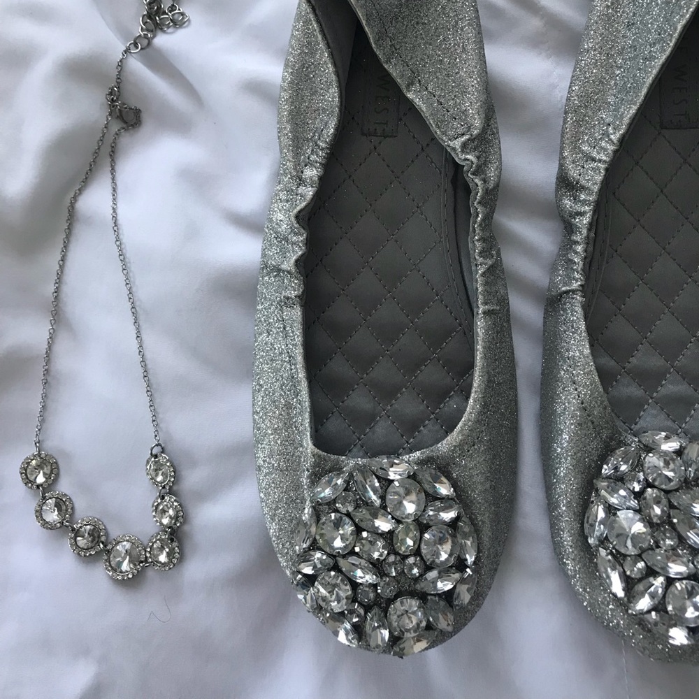 Glittery Nine West prom flats size 6 - Picture 3 of 8
